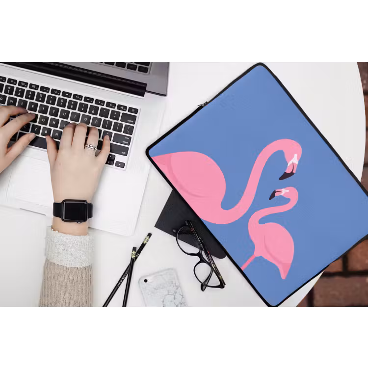 Vogel - Paar - Dieren - Modern - Roze laptophoes neopreen klein -bureau
