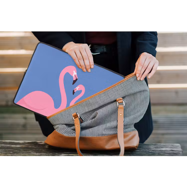 Vogel - Paar - Dieren - Modern - Roze laptophoes neopreen klein -tas