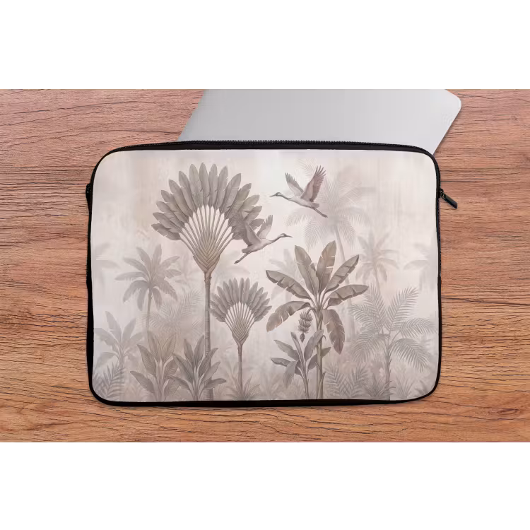 Vogel - Tropisch - Jungle - Natuur - Beige laptophoes neopreen klein -tafel