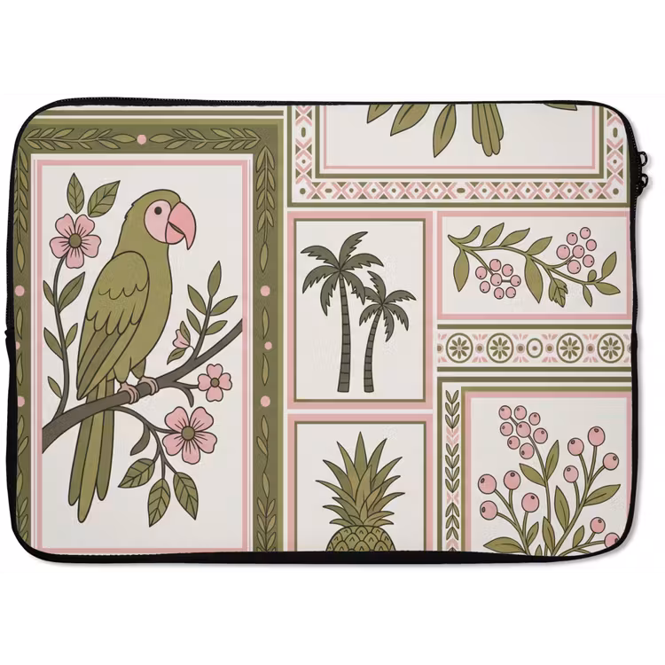 Vogel - Tropisch - Patroon - Decoratief - Groen laptophoes neopreen klein -zkaufland3dotto