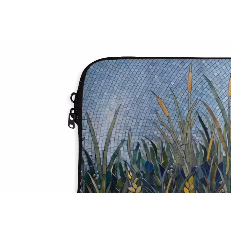 Vogel - Water - Natuur - Abstract - Blauw laptophoes neopreen klein -detail