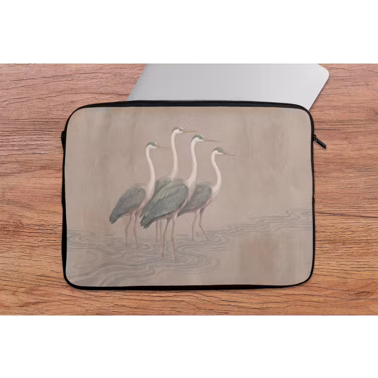 Vogel - Water - Natuur - Vintage laptophoes neopreen klein -tafel