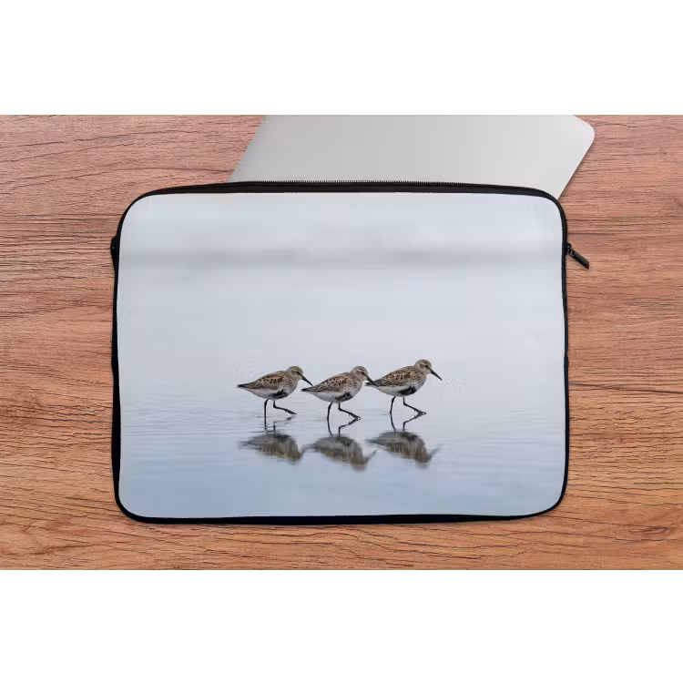 Vogels - Water - Grijs laptophoes neopreen klein -tafel