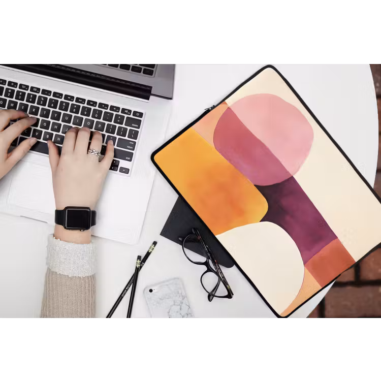 Vormen - Abstract - Kleurrijk laptophoes neopreen klein -bureau