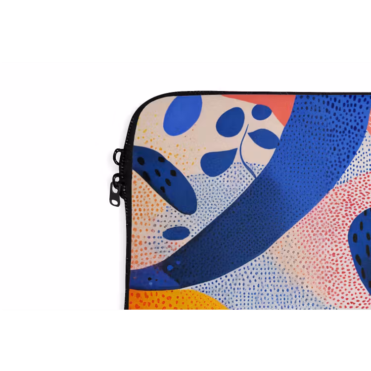 Vormen - Abstract - Stippels - Blauw laptophoes neopreen klein -detail