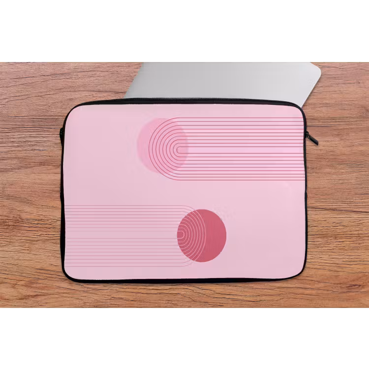 Vormen - Lijnen - Minimalistisch - Roze laptophoes neopreen klein -tafel