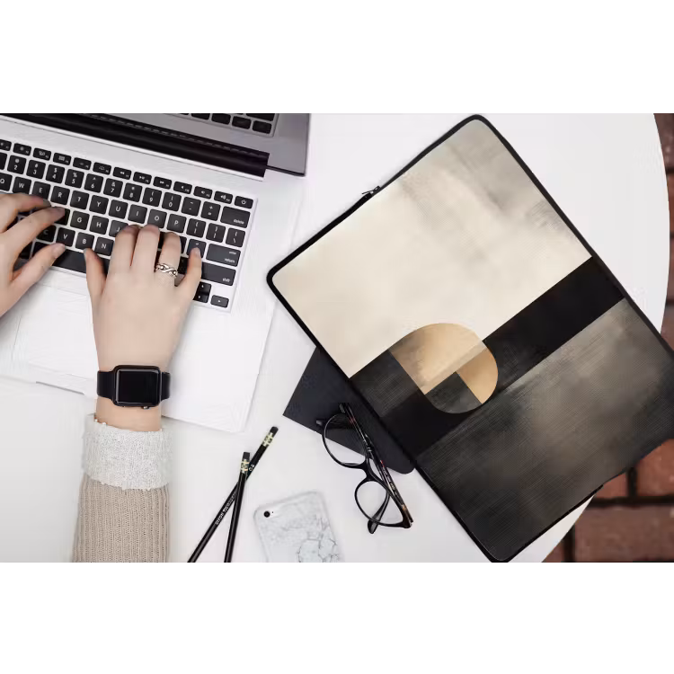 Vormen - Modern - Zwart laptophoes neopreen klein -bureau