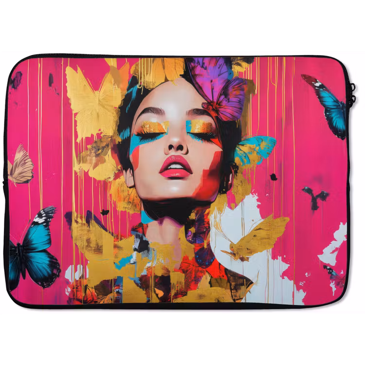 Vrouw - Abstract - Kleurrijk laptophoes neopreen klein -zkaufland3dotto