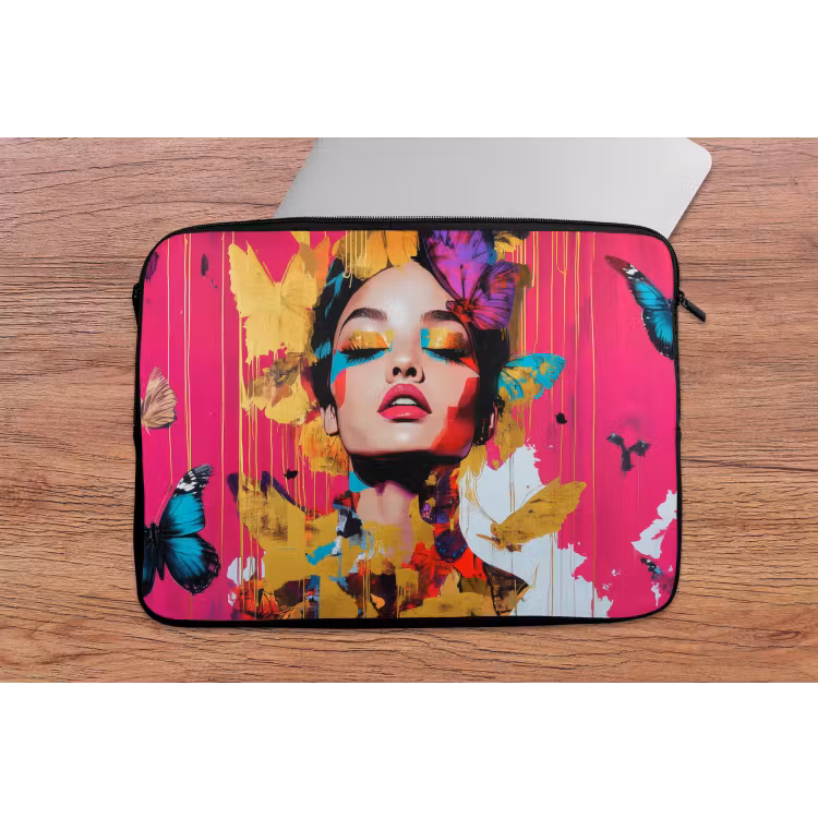 Vrouw - Abstract - Kleurrijk laptophoes neopreen klein -tafel
