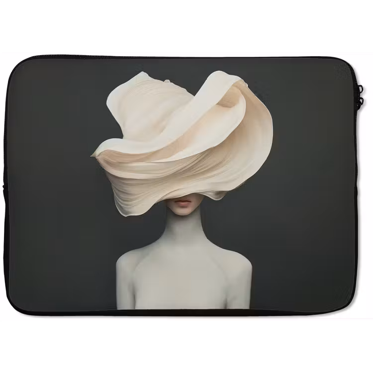 Vrouw - Beige - hoed laptophoes neopreen klein -zkaufland3dotto