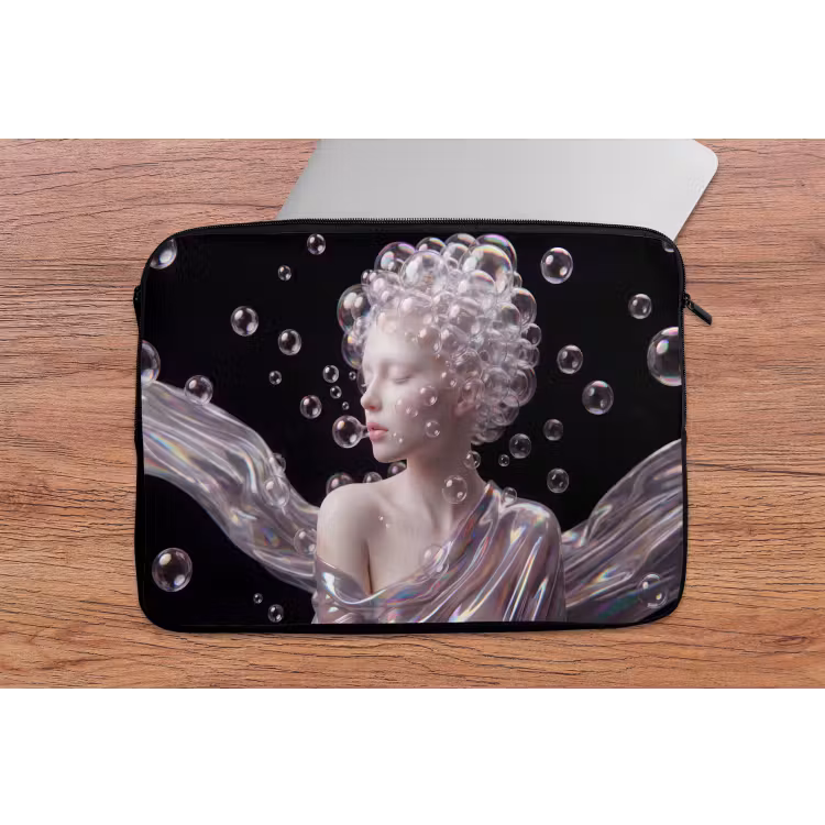 Vrouw - Bellen - Abstract - Kleurrijk laptophoes neopreen klein -tafel