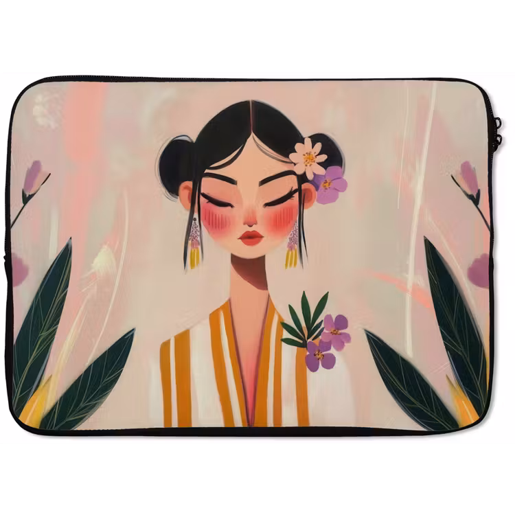 Vrouw - Bloemen - Pastel laptophoes neopreen klein -zkaufland3dotto