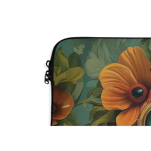 Vrouw - Bloemen - Vlinders - Natuur - Vintage laptophoes neopreen klein -detail