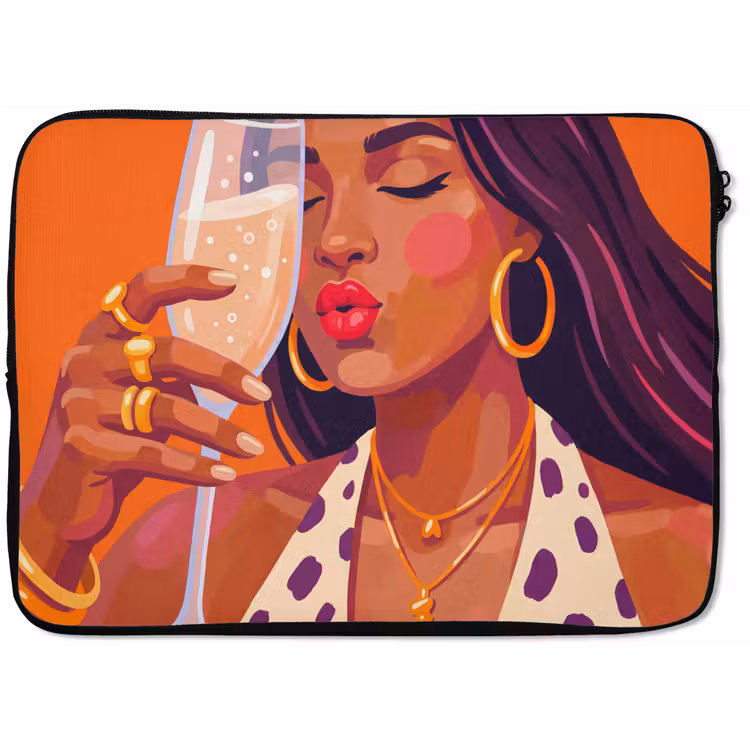 Vrouw - Champagne - Feest - Modern - Oranje laptophoes neopreen klein -zkaufland3dotto