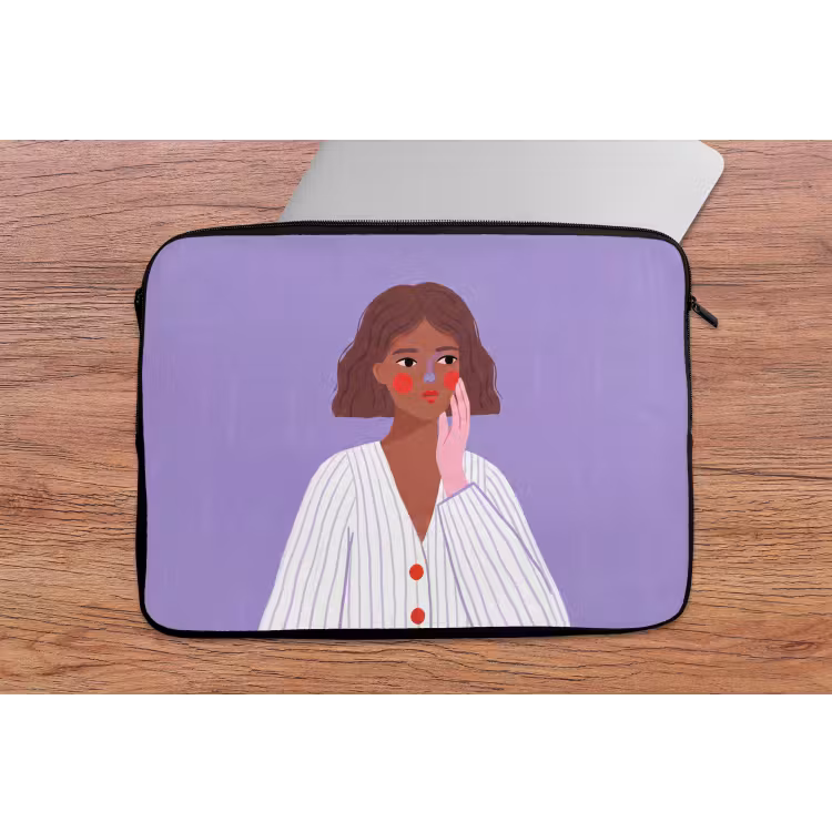 Vrouw - Gezicht - Mensen - Abstract - Kleurrijk laptophoes neopreen klein -tafel