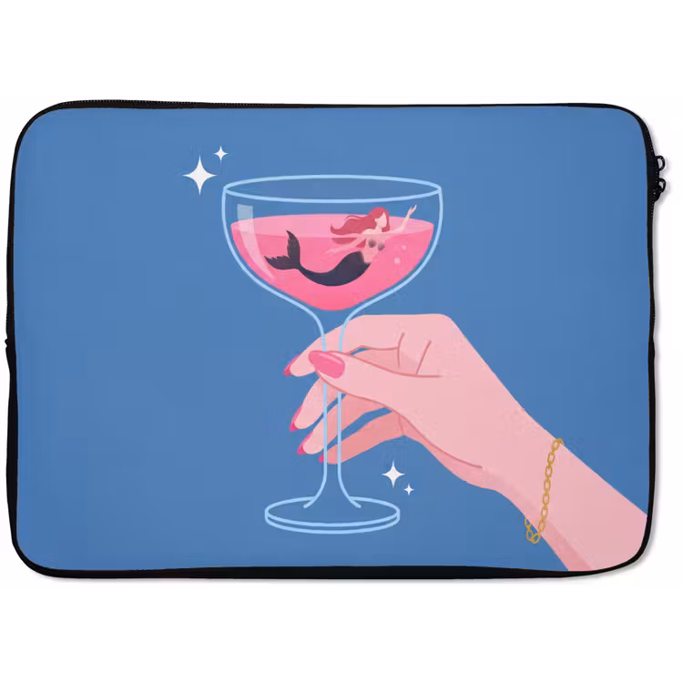 Vrouw - Glas - Abstract - Roze - Blauw laptophoes neopreen klein -zkaufland3dotto