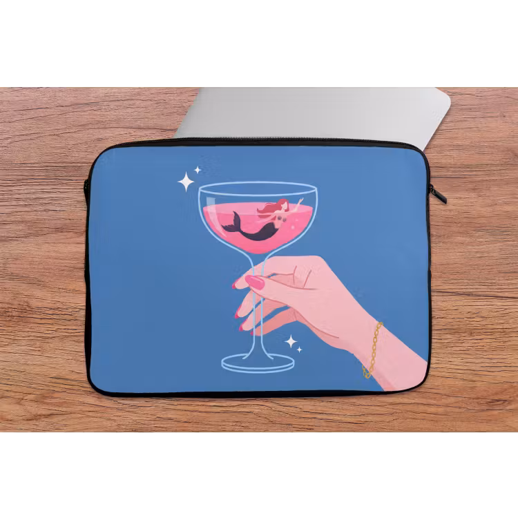Vrouw - Glas - Abstract - Roze - Blauw laptophoes neopreen klein -tafel