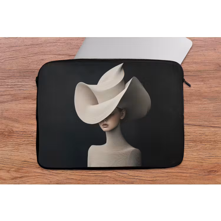 Vrouw - Golvende - Hoed laptophoes neopreen klein -tafel