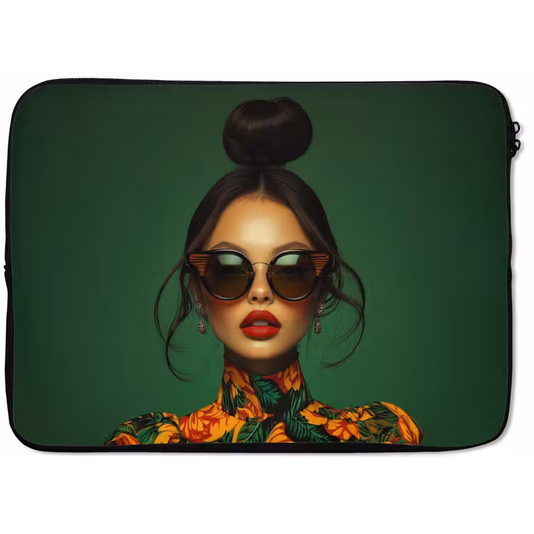 Vrouw - Groen - Modern - Bril - Abstract laptophoes neopreen klein -zkaufland3dotto
