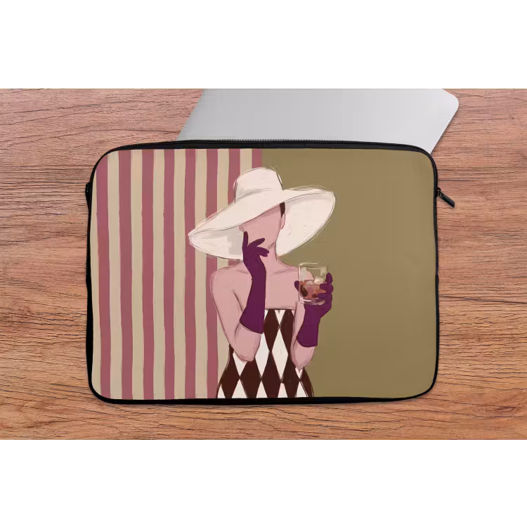 Vrouw - Hoed - Mode - Abstract - Kleurrijk laptophoes neopreen klein -tafel