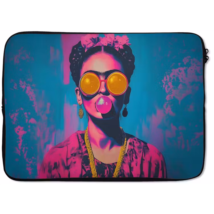 Vrouw - Kauwgom - Zonnebril - Oranje laptophoes neopreen klein -zkaufland3dotto
