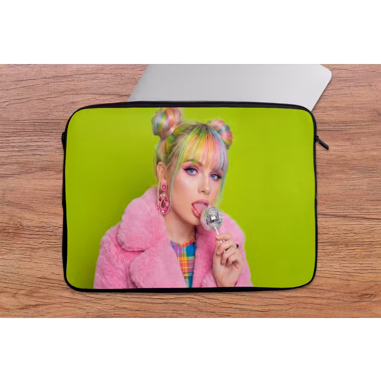 Vrouw - Kleurrijk haar - Pop art - Modern - Levendig laptophoes neopreen klein -tafel