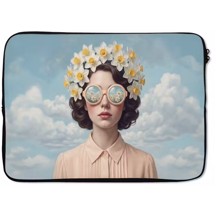 Vrouw - Narcissen - Geel laptophoes neopreen klein -zkaufland3dotto
