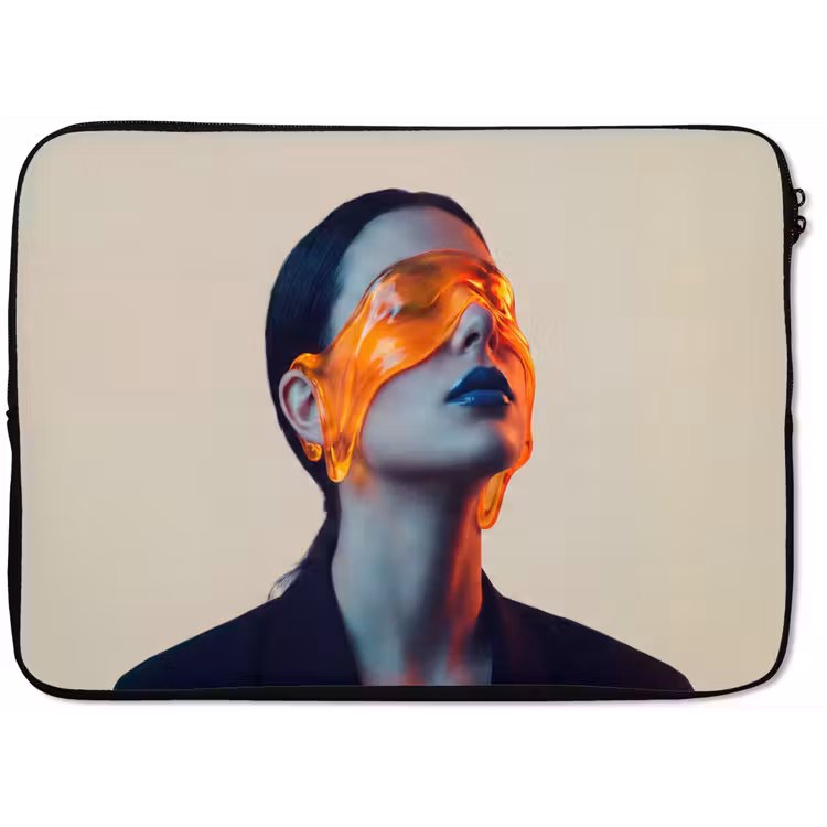 Vrouw - Oranje - Abstract - Modern - Kleurrijk laptophoes neopreen klein -zkaufland3dotto