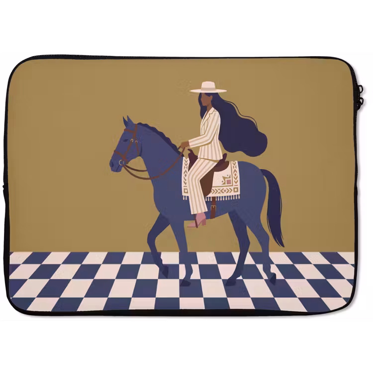 Vrouw - Paard - Rijden - Modern - Abstract laptophoes neopreen klein -zkaufland3dotto