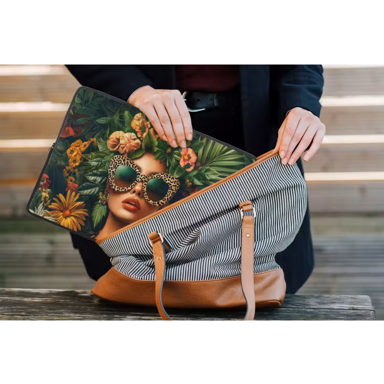 Vrouw - Panterprint - Jungle - Natuur - Luxe laptophoes neopreen klein -tas
