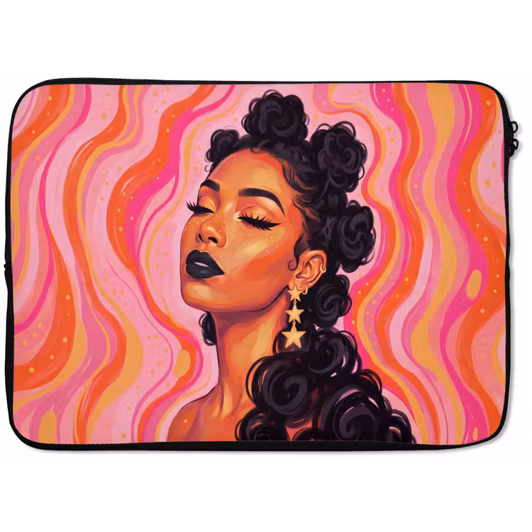Vrouw - Portret - Abstract - Kleurrijk - Roze laptophoes neopreen klein -zkaufland3dotto