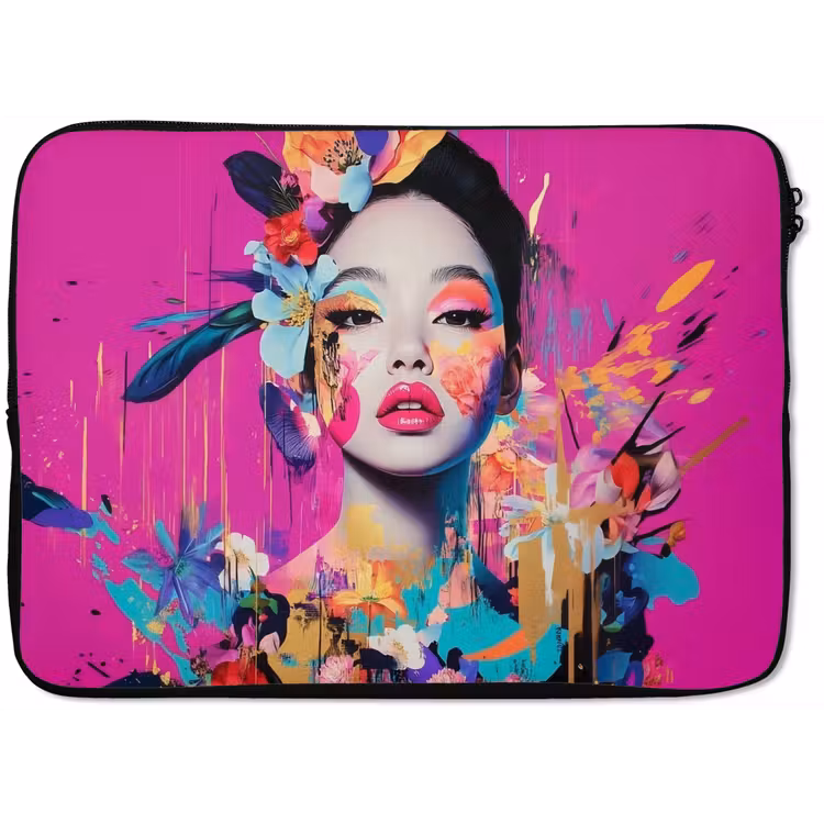 Vrouw - Portret - Abstract - Paars laptophoes neopreen klein -zkaufland3dotto