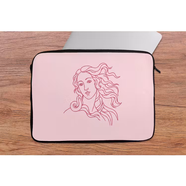 Vrouw - Portret - Klassiek - Line-art - Roze laptophoes neopreen klein -tafel