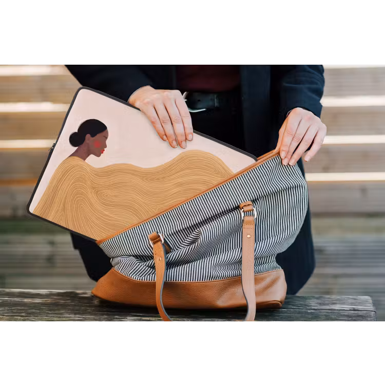 Vrouw - Profiel - Modern - Abstract - Kunst laptophoes neopreen klein -tas