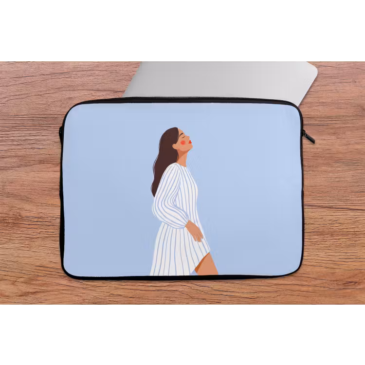 Vrouw - Profiel - Rust - Modern - Illustratie laptophoes neopreen klein -tafel