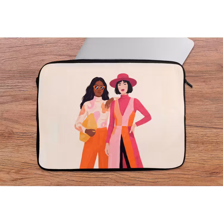 Vrouw - Twee - Mode - Abstract - Kleurrijk laptophoes neopreen klein -tafel