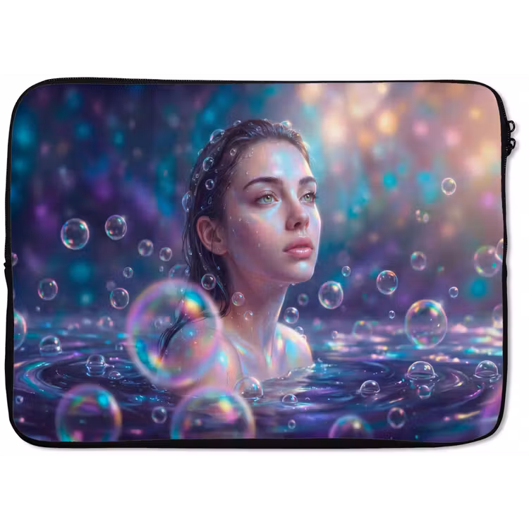 Vrouw - Water - Portret - Kleurrijk - Modern laptophoes neopreen klein -zkaufland3dotto