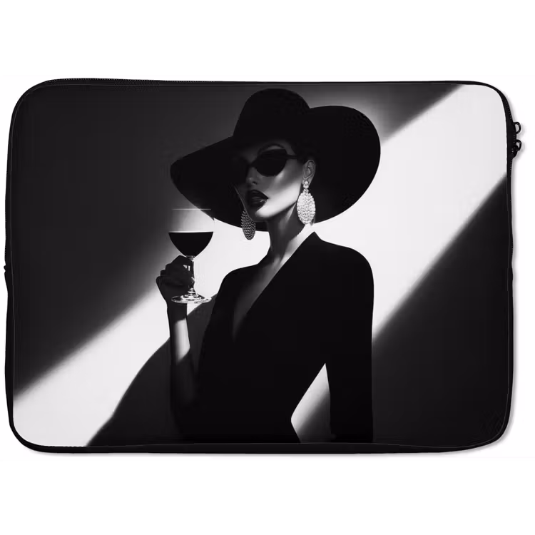 Vrouw - Wijn - Chic laptophoes neopreen klein -zkaufland3dotto