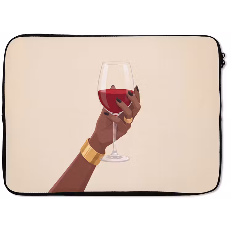 Vrouw - Wijn - Glas - Illustratie - Rood laptophoes neopreen klein -zkaufland3dotto