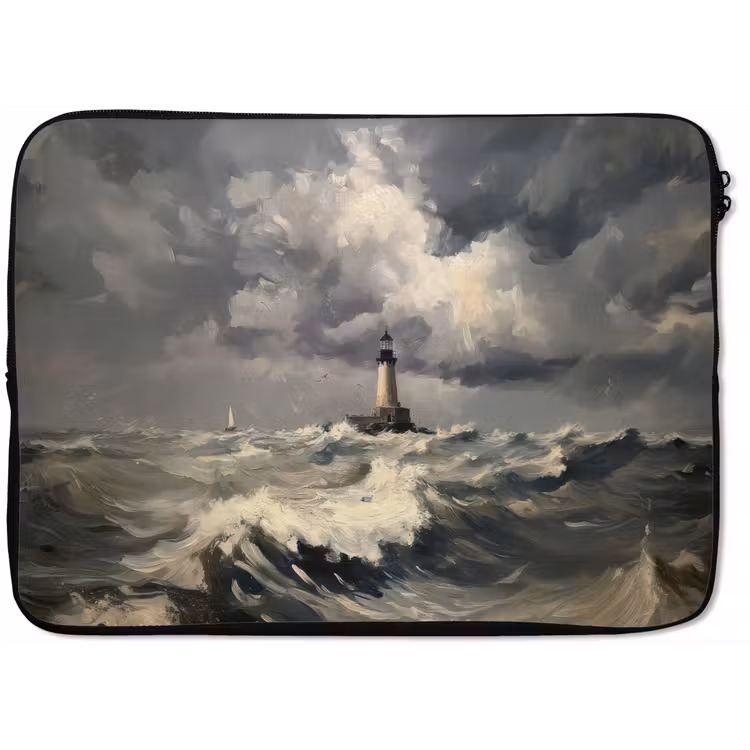 Vuurtoren - Golven - Storm laptophoes neopreen klein -zkaufland3dotto