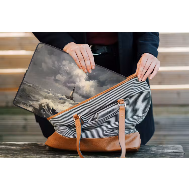 Vuurtoren - Golven - Storm laptophoes neopreen klein -tas