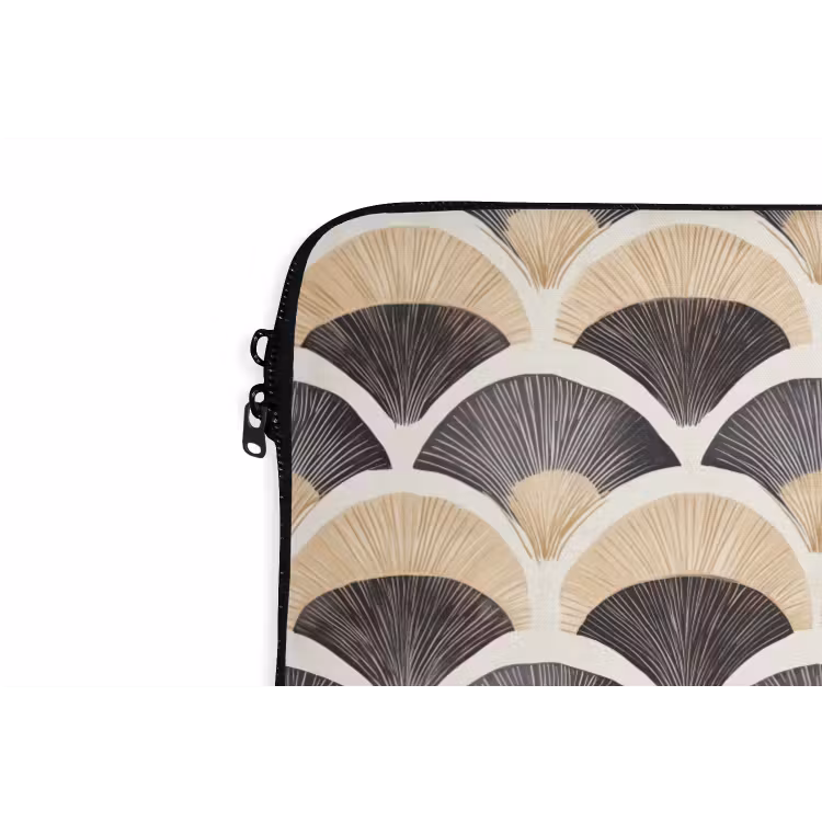 Waaier - Patroon - Zwart - Beige laptophoes neopreen klein 279 -detail