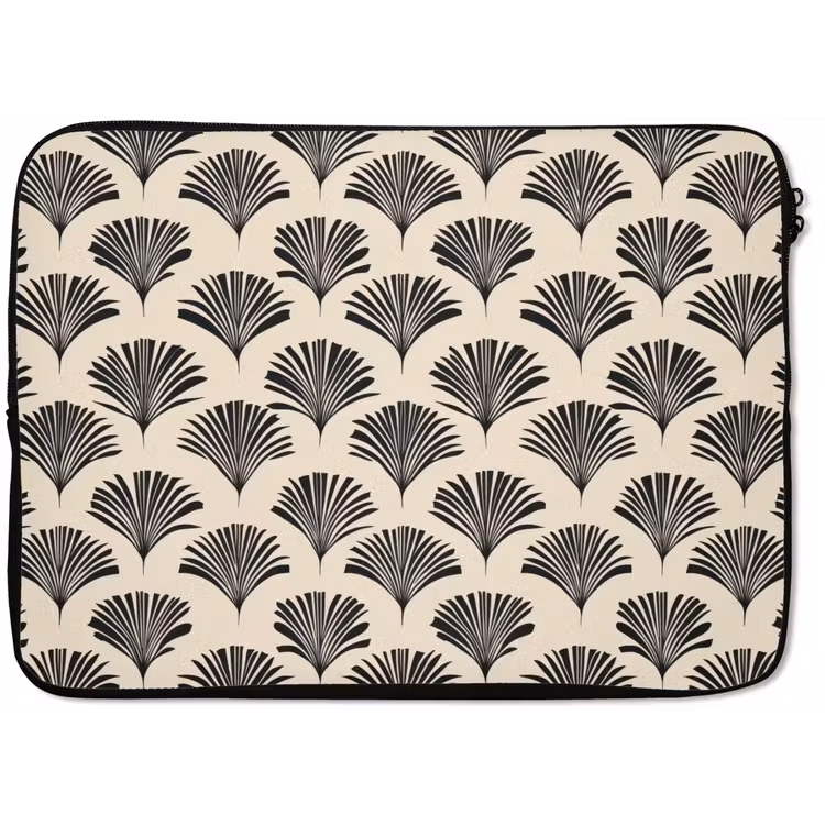 Waaiers - Botanisch - Zwart - Beige laptophoes neopreen klein 279 -zkaufland3dotto