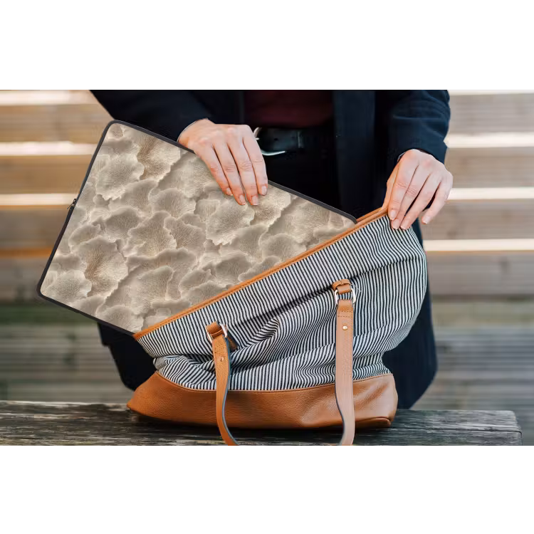 Waaierstructuren - Beige - Vezeltextuur laptophoes neopreen klein 279 -tas