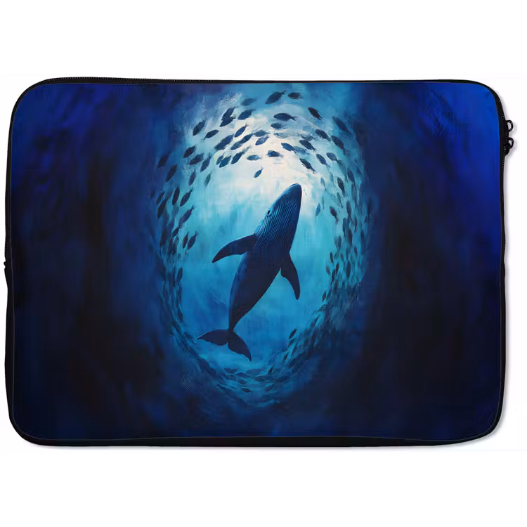 Walvis - Vissen - Donkerblauw laptophoes neopreen klein -zkaufland3dotto
