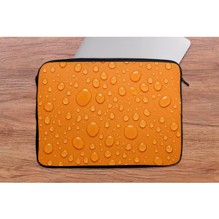 Water - Druppels - Oranje laptophoes neopreen klein -tafel
