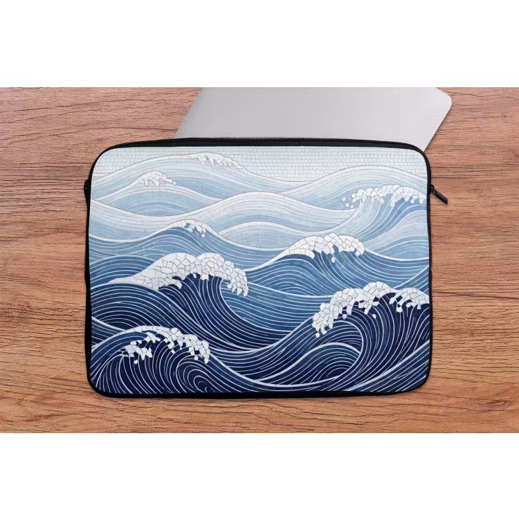 Water - Mozaïek - Landschap - Modern - Blauw laptophoes neopreen klein -tafel