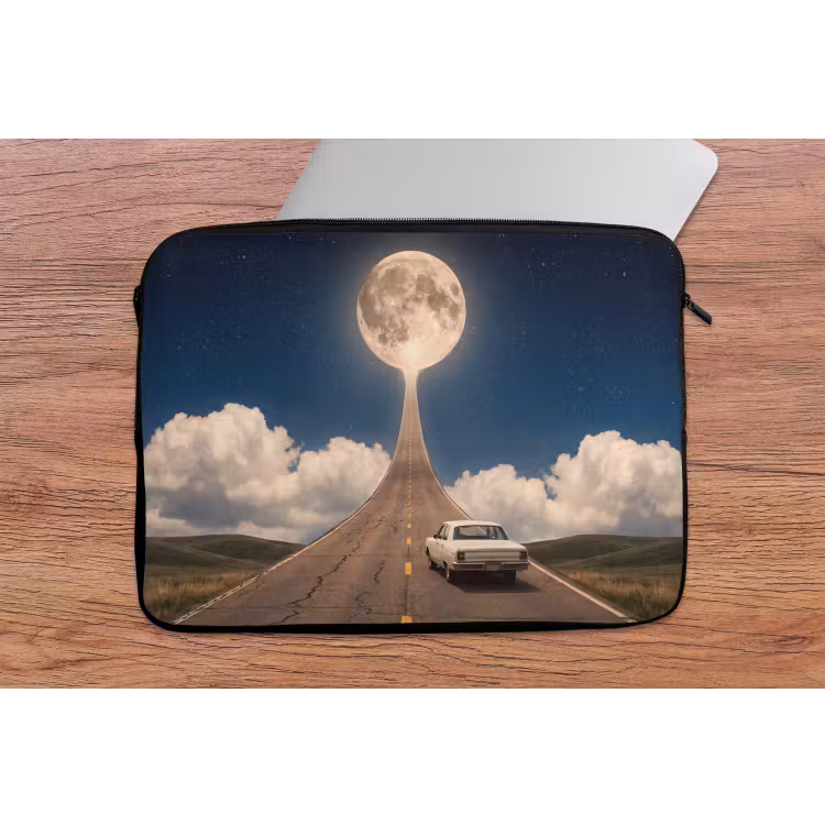 Laptophoes Weg - Maan - Nacht - Weg - Maan - Nacht laptophoes neopreen klein