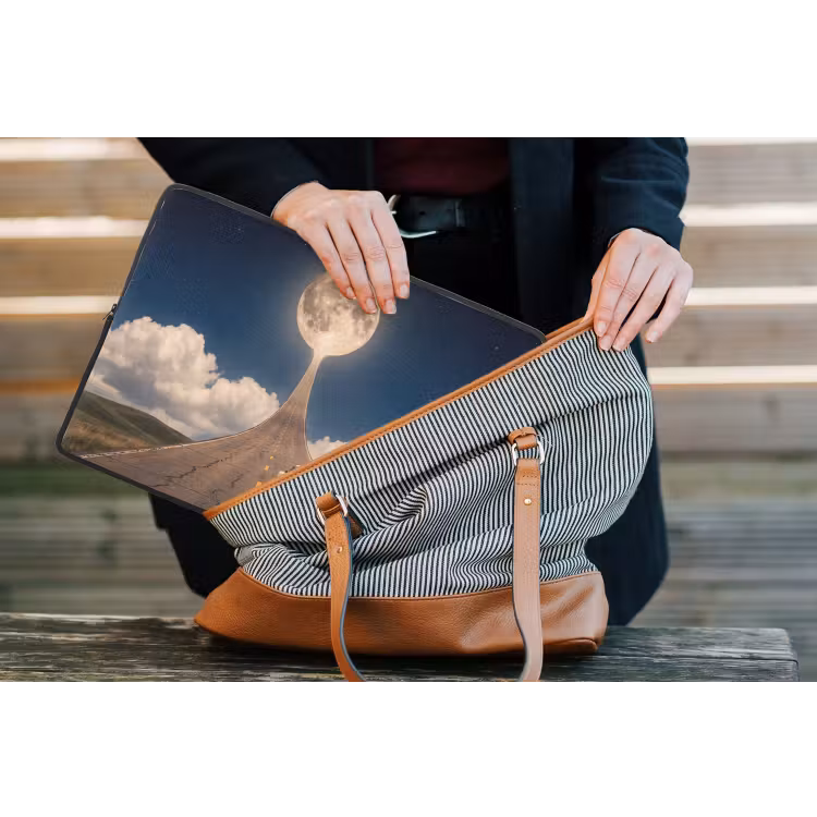 Laptophoes Weg - Maan - Nacht - Weg - Maan - Nacht laptophoes neopreen klein