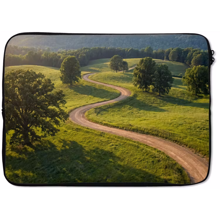 Weg - Weide - Natuur - Groen laptophoes neopreen klein -zkaufland3dotto